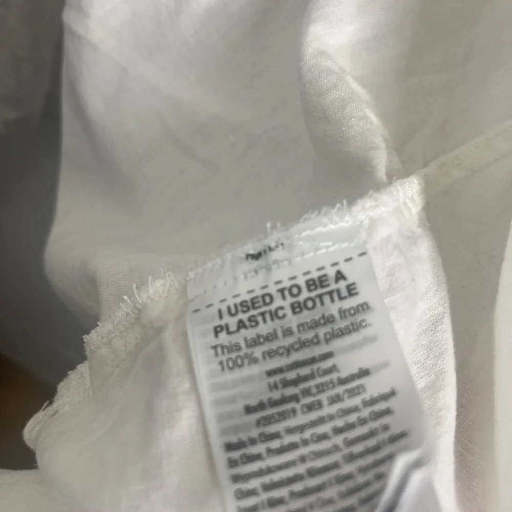 H&M White Linen Blend Button Front Short Sleeve Shirt Large - Picture 2 of 3
